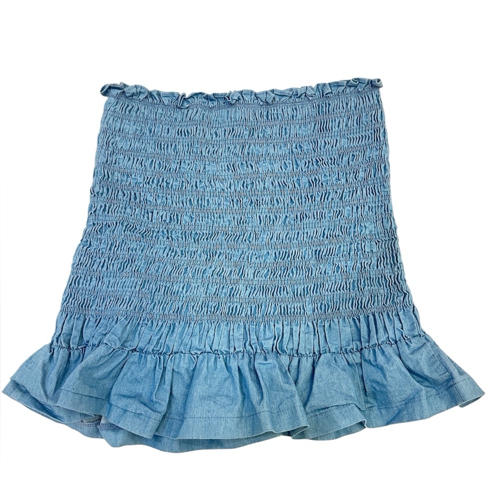 Blue smocked tight ruffle skirt